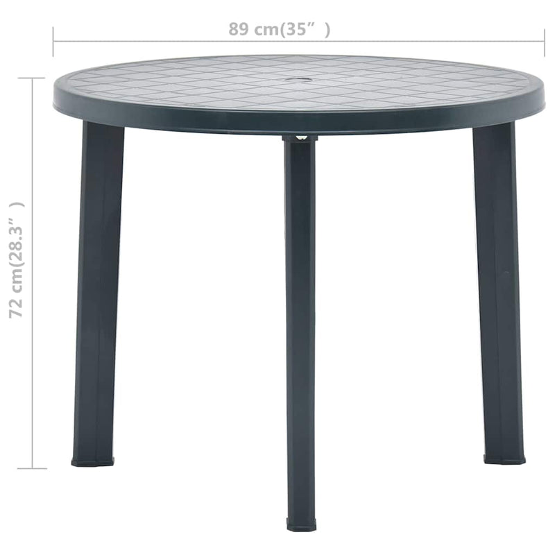 Masă de grădină, verde, 89 cm, plastic