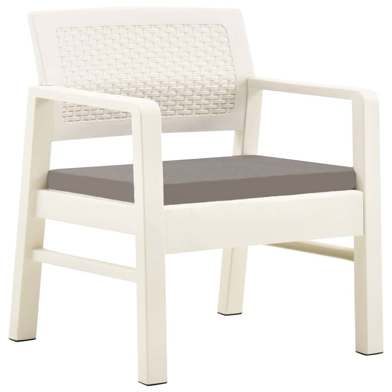 Set mobilier de grădină, 3 piese, alb, plastic
