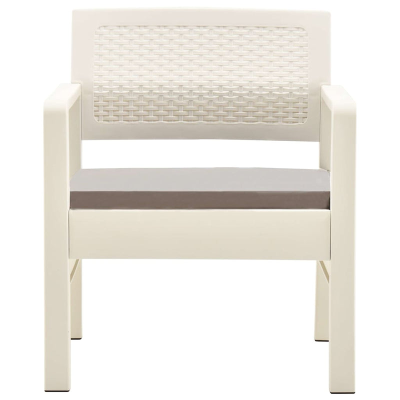Set mobilier de grădină, 3 piese, alb, plastic