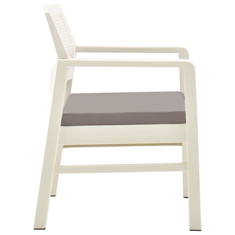 Set mobilier de grădină, 3 piese, alb, plastic