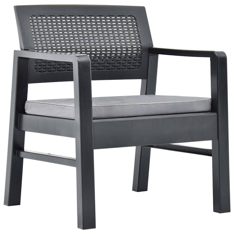Set mobilier de grădină, 3 piese, antracit, plastic