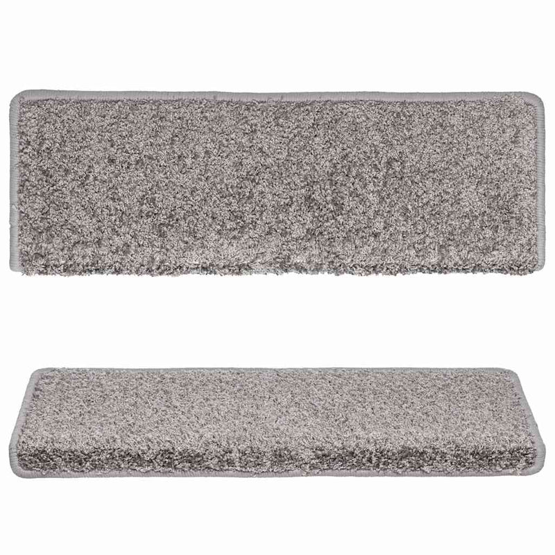 Covorașe pentru scări, 15 buc., 65x21x4 cm, gri, cu margini dreptunghiulare