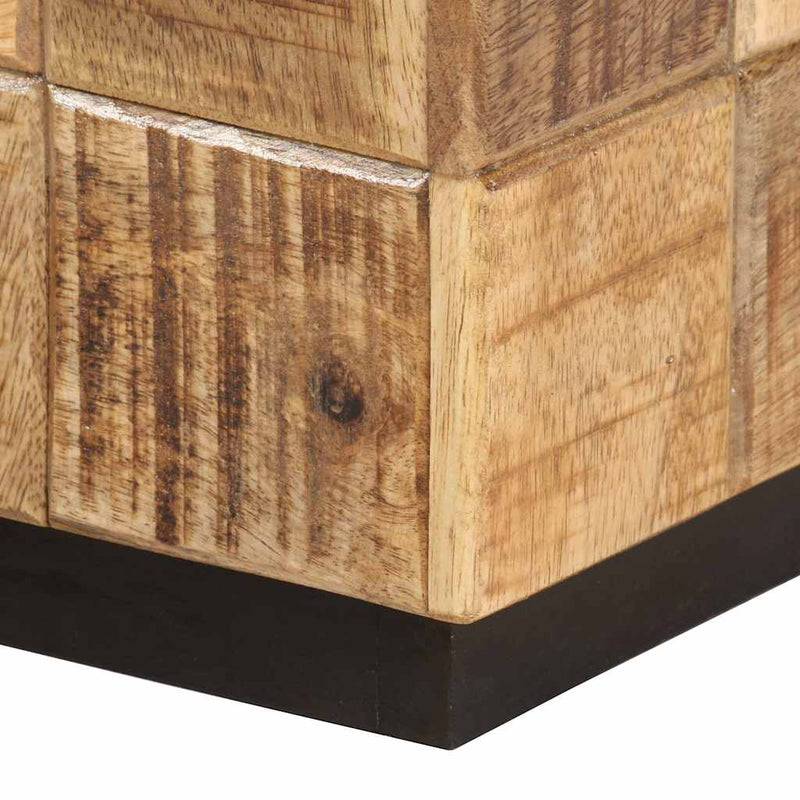Măsuțe de cafea, 2 buc., design bloc, lemn brut de mango