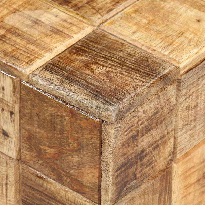 Măsuțe de cafea, 2 buc., design bloc, lemn brut de mango