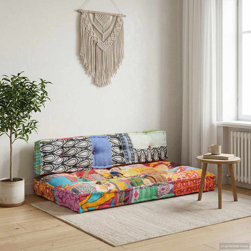 Pernă pentru canapea din paleți, multicolor, textil, petice