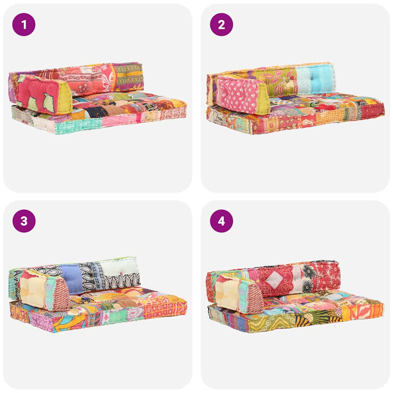 Pernă pentru canapea din paleți, multicolor, textil, petice