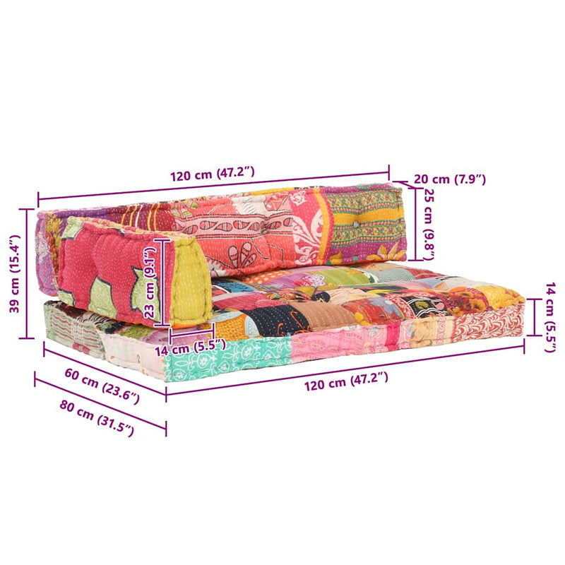 Pernă pentru canapea din paleți, multicolor, textil, petice