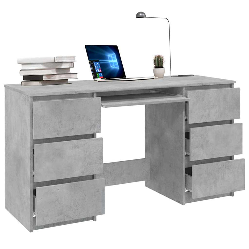 Birou de scris, gri beton, 140x50x77 cm, lemn prelucrate
