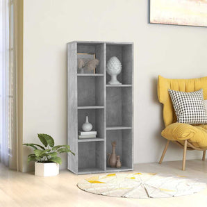 Bibliotecă, gri beton, 50 x 25 x 106 cm, lemn prelucrat