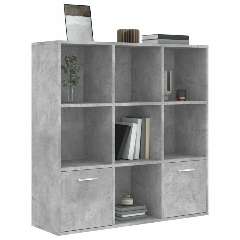 Bibliotecă, gri beton, 98x30x98 cm, lemn compozit