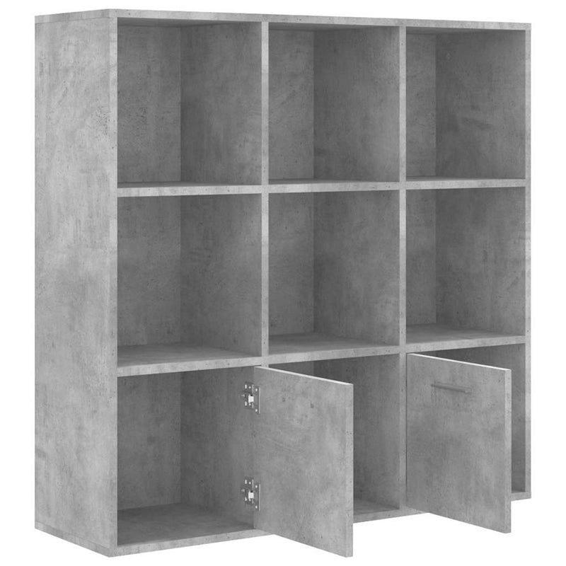 Bibliotecă, gri beton, 98x30x98 cm, lemn compozit