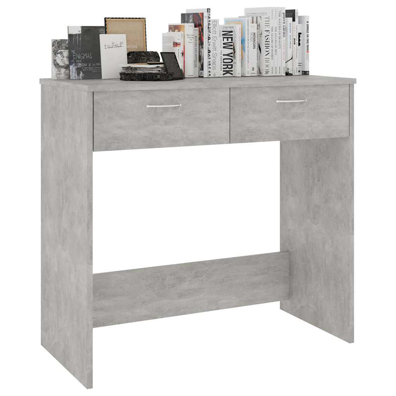 Birou, gri beton, 80x40x75 cm, lemn prelucrat