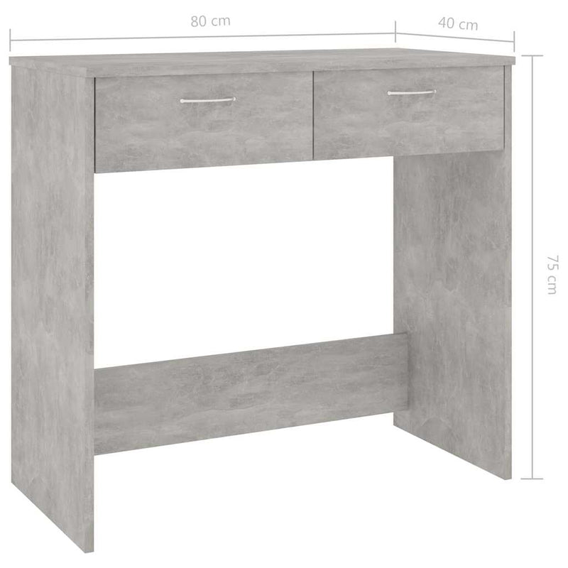 Birou, gri beton, 80x40x75 cm, lemn prelucrat