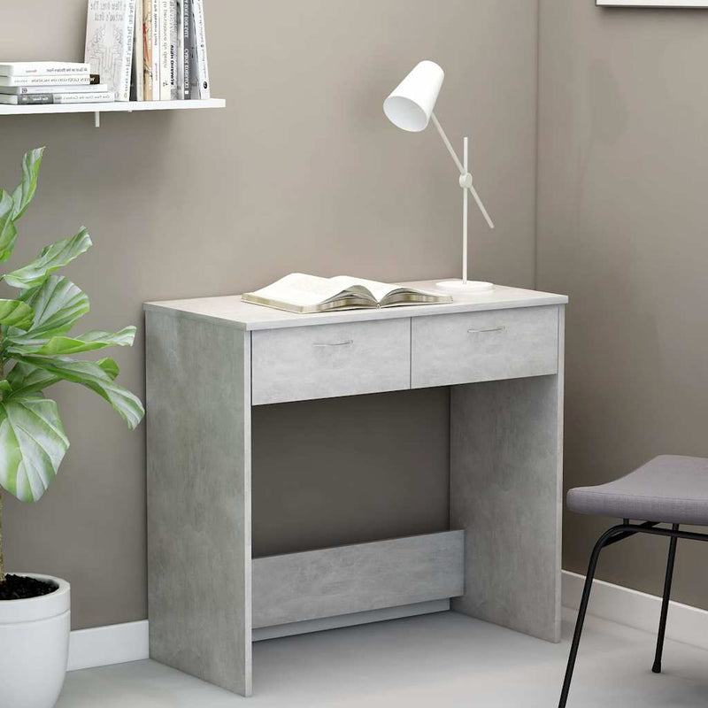 Birou, gri beton, 80x40x75 cm, lemn prelucrat