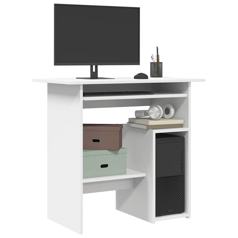 Birou, alb, 80 x 45 x 74 cm, lemn prelucrat