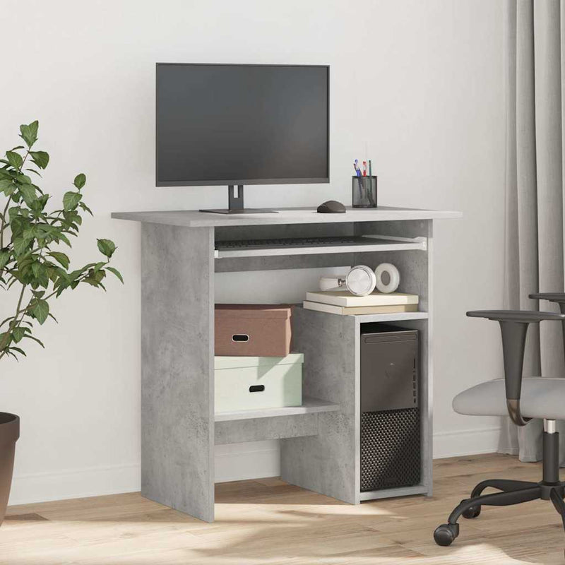 Birou, gri beton, 80x45x74 cm, lemn prelucrat