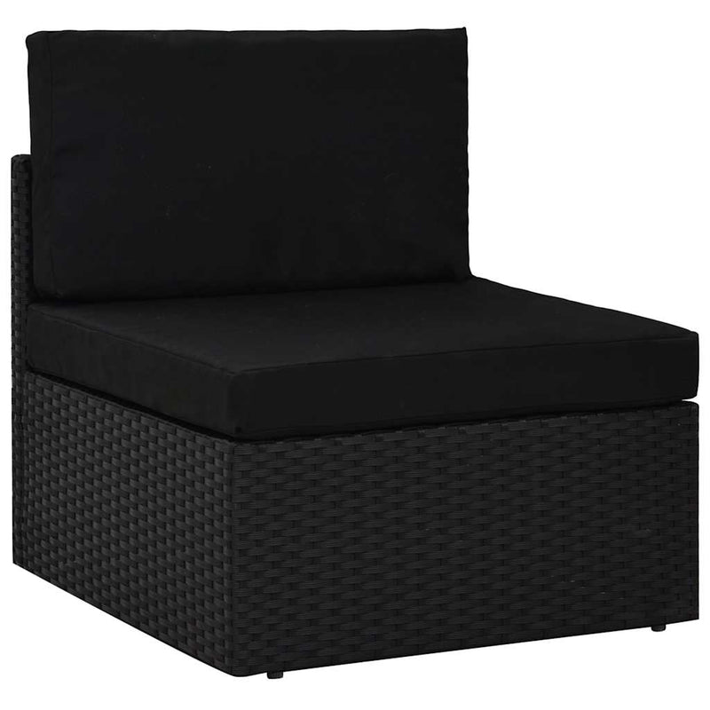 Canapea de mijloc modulară, negru, poliratan