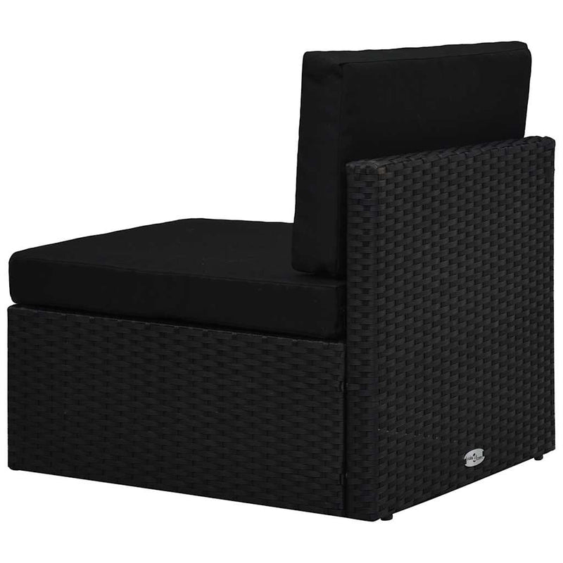 Canapea de mijloc modulară, negru, poliratan