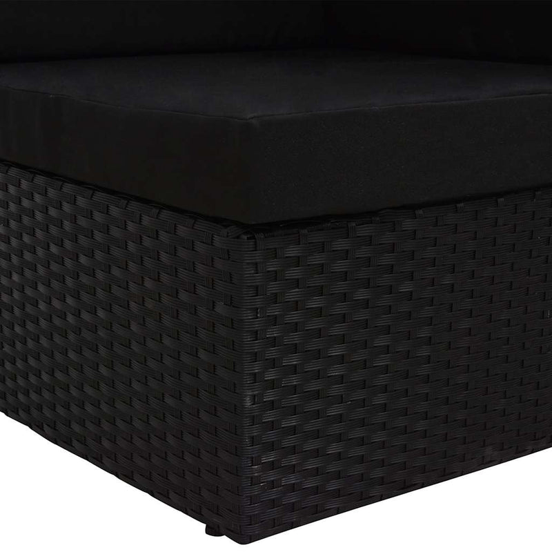Canapea de colț modulară, negru, poliratan