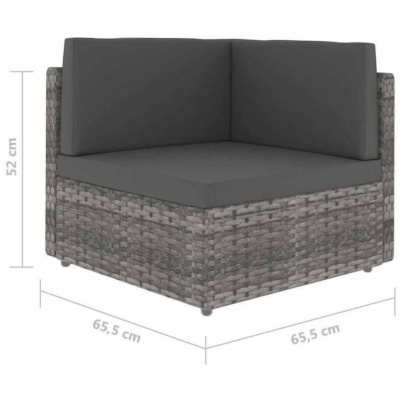Canapea de colț modulară, gri, poliratan