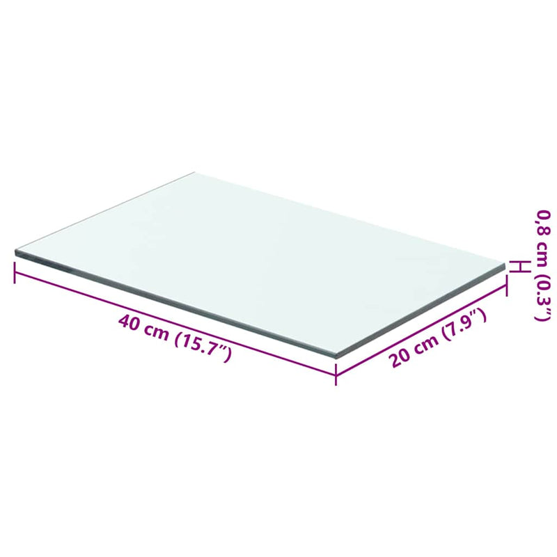 Rafturi, 2 buc., 40 x 20 cm, panouri sticlă transparentă