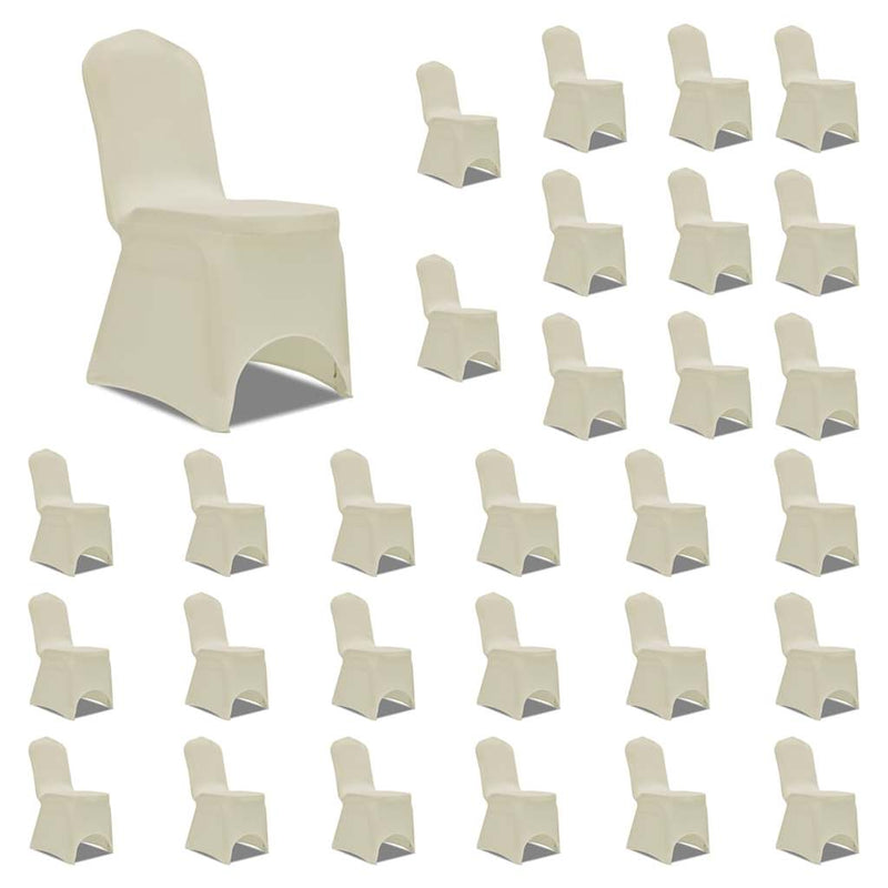 Huse de scaun elastice, 30 buc., crem