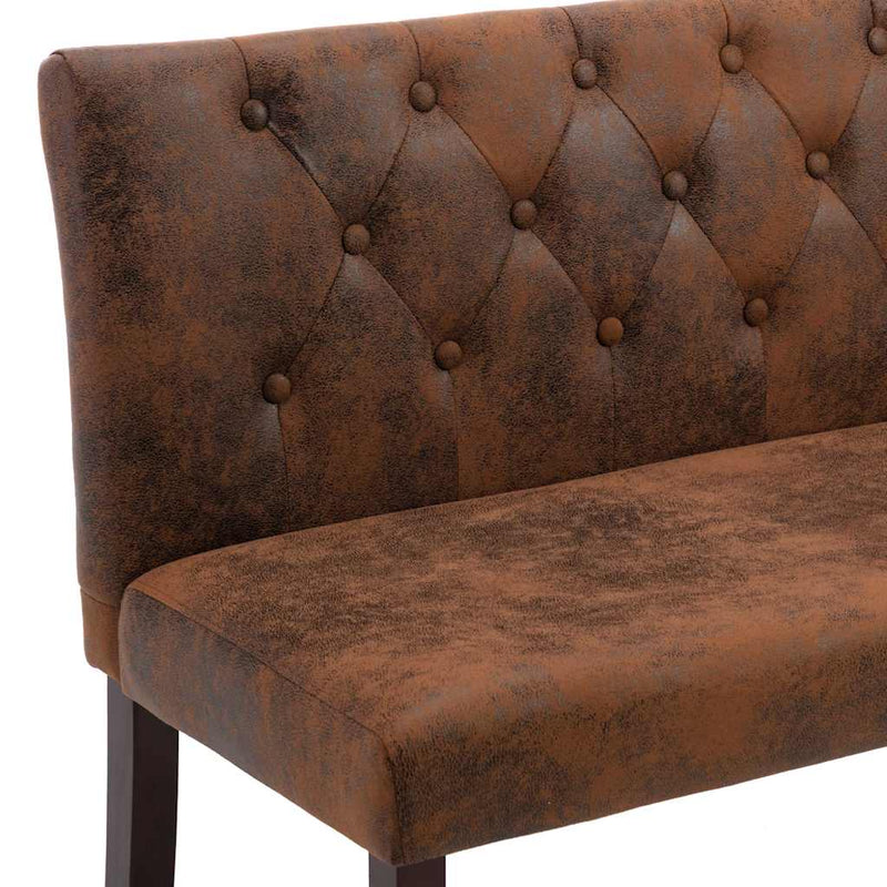 Bancă, maro, 148,5 cm, velur ecologic