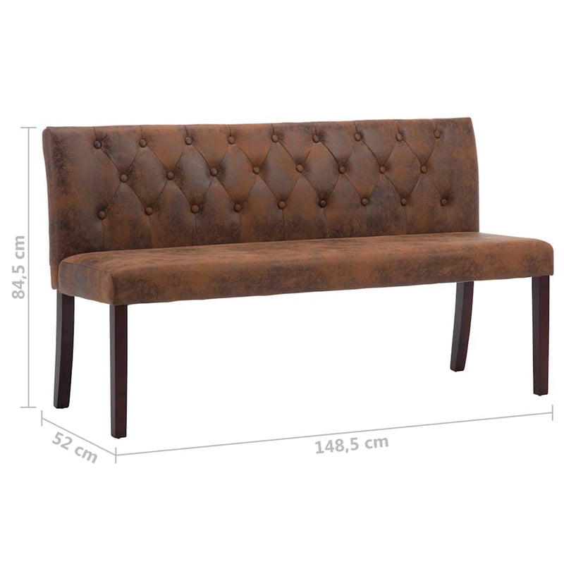 Bancă, maro, 148,5 cm, velur ecologic