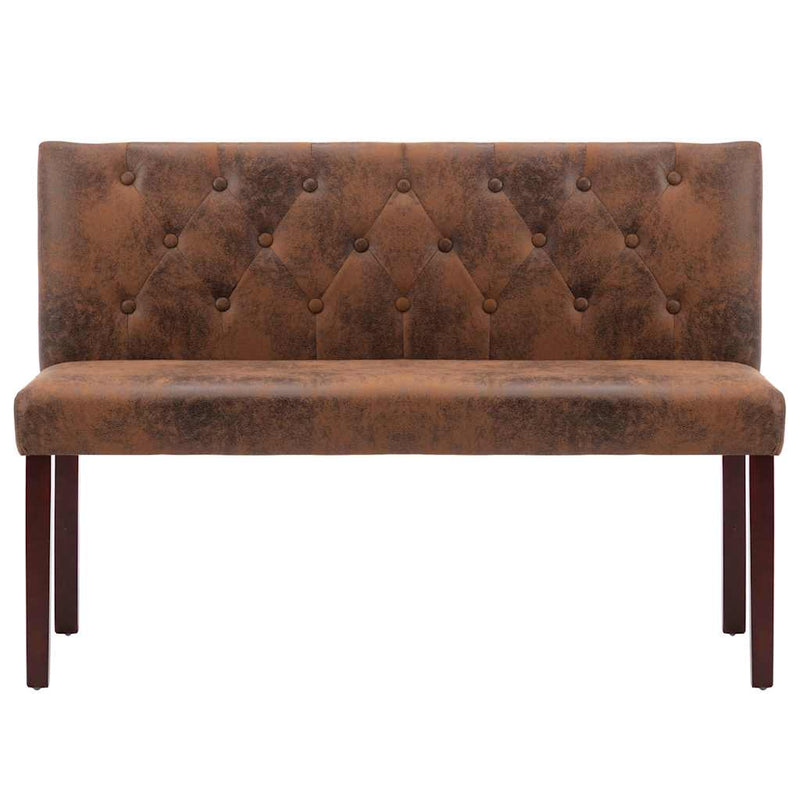 Bancă, maro, 120 cm, velur ecologic