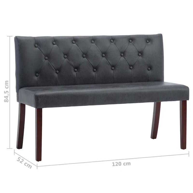 Bancă, gri, 120 cm, velur ecologic