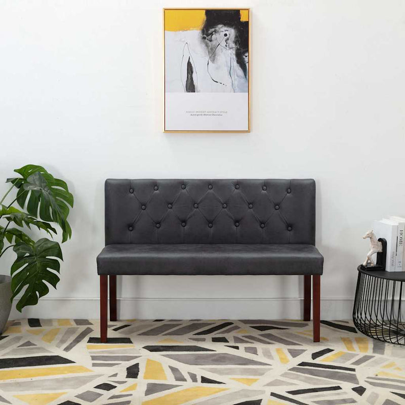 Bancă, gri, 120 cm, velur ecologic