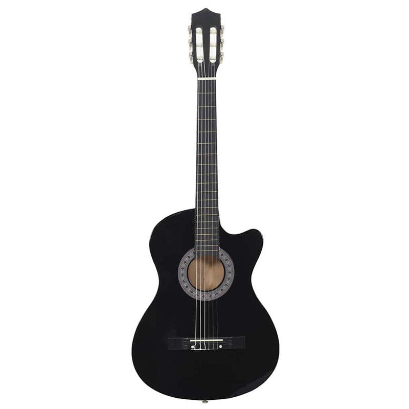 Chitară clasică occidentală decupată, cu 6 corzi, negru, 38"