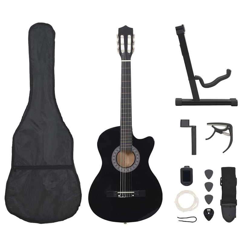 Set chitară clasică occidentală 12 piese 6 corzi negru 38"
