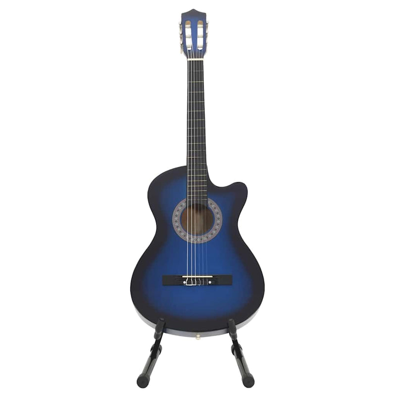 Set chitară clasică occidentală 12 piese 6 corzi albastru 38"