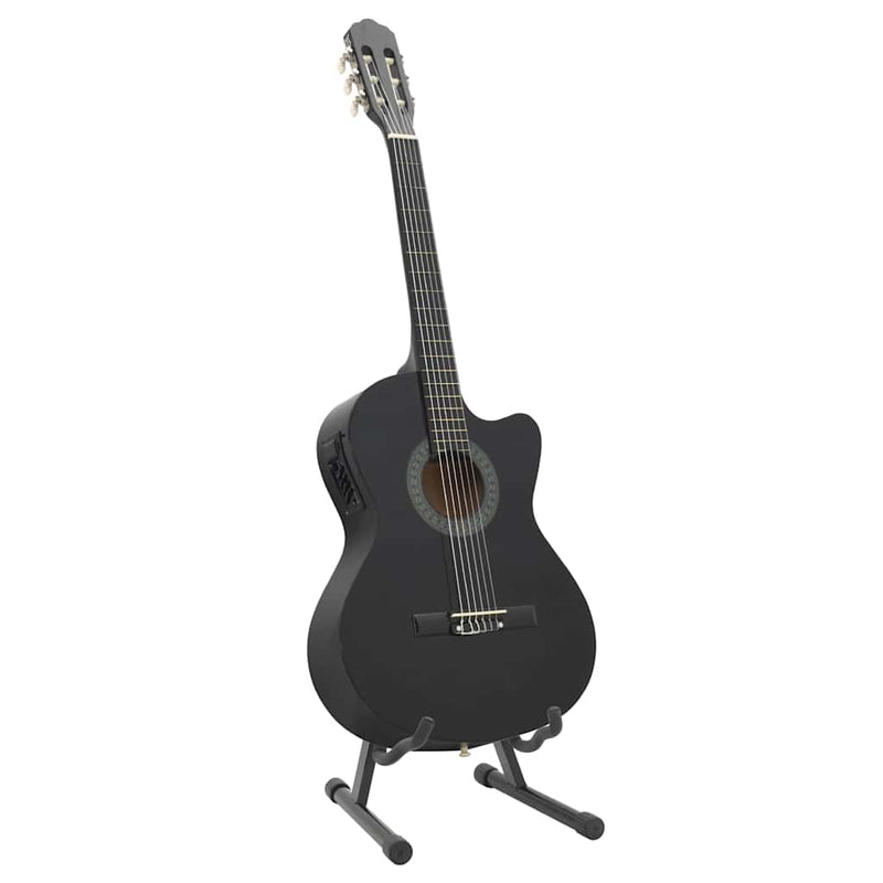 Set chitară acustică cu egalizator, 12 piese, 6 corzi, negru