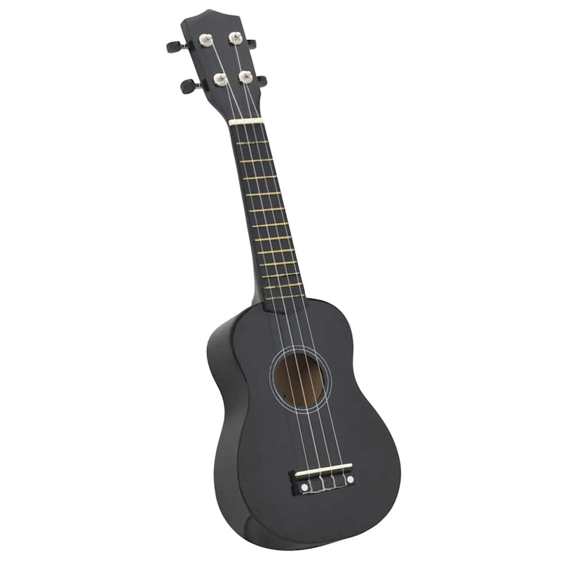 Set ukulele soprano, cu husă, pentru copii, negru, 21"