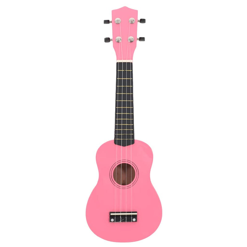 Set ukulele soprano, cu husă, pentru copii, roz, 21"