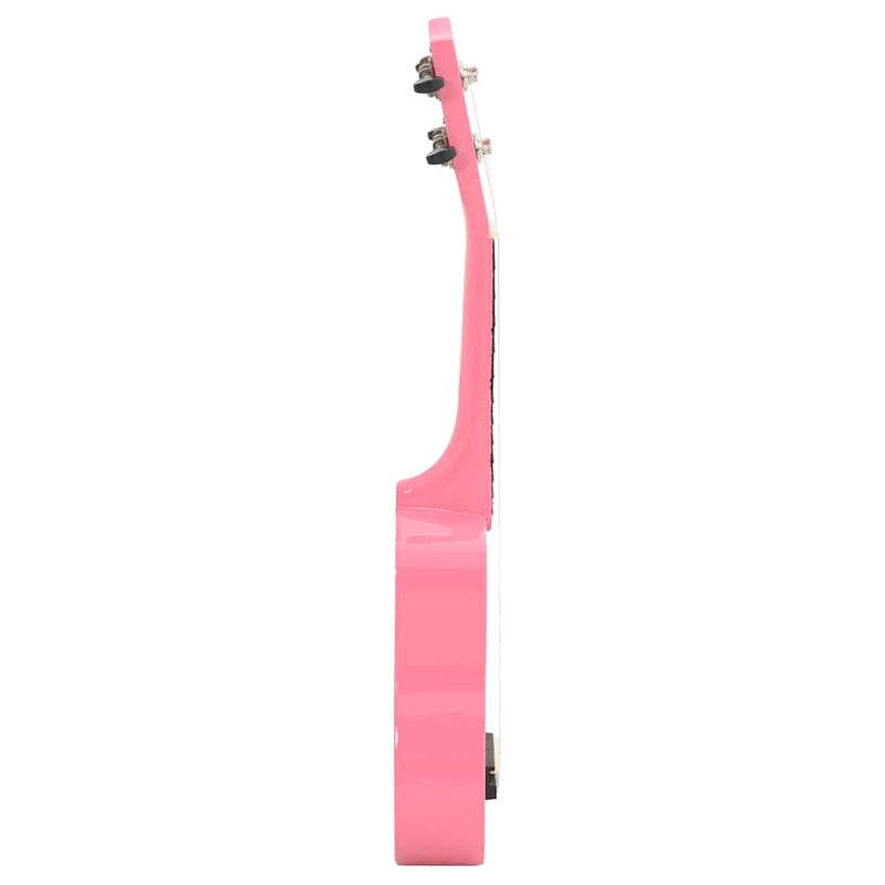 Set ukulele soprano, cu husă, pentru copii, roz, 21"