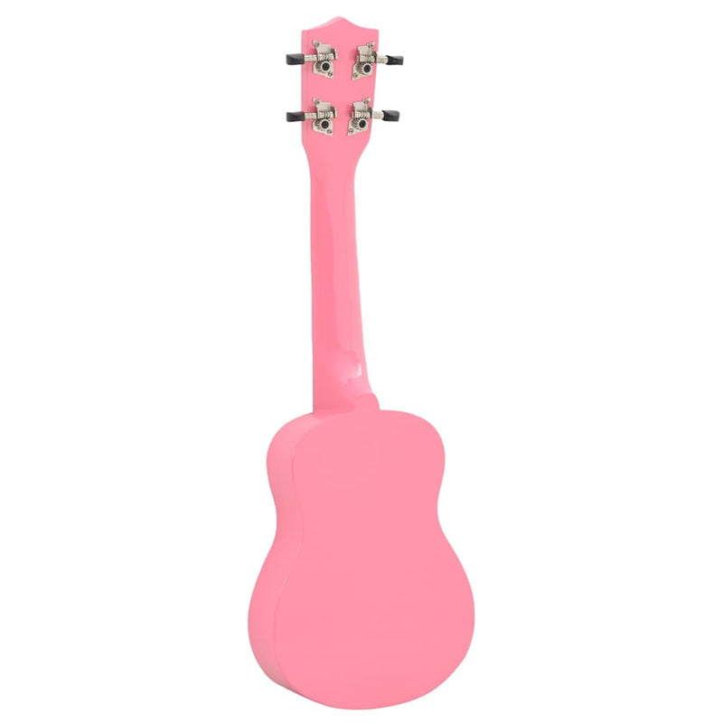 Set ukulele soprano, cu husă, pentru copii, roz, 21"