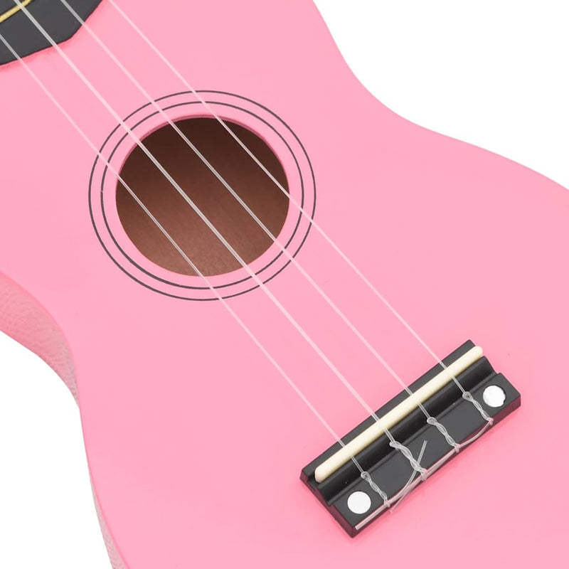 Set ukulele soprano, cu husă, pentru copii, roz, 21"