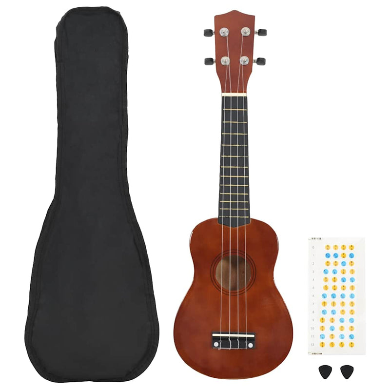 Set ukulele Soprano pentru copii, cu husă, natural, 23"