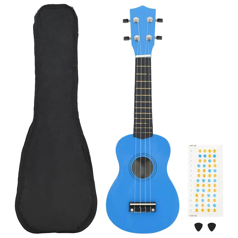 Set ukulele Soprano pentru copii, cu husă, bleu, 23"
