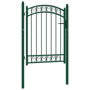 Poartă de gard EMMEN cu blat arcuit, oțel, verde, 100x98,5 cm