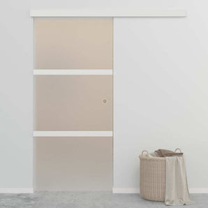 Ușă glisantă, argintiu, 90 x 212 cm, sticlă ESG și aluminiu