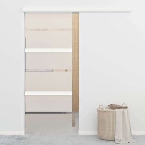 Ușă glisantă, argintiu, 76 x 212 cm, sticlă ESG și aluminiu