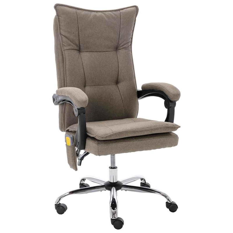 Scaun de birou cu masaj, gri taupe, material textil