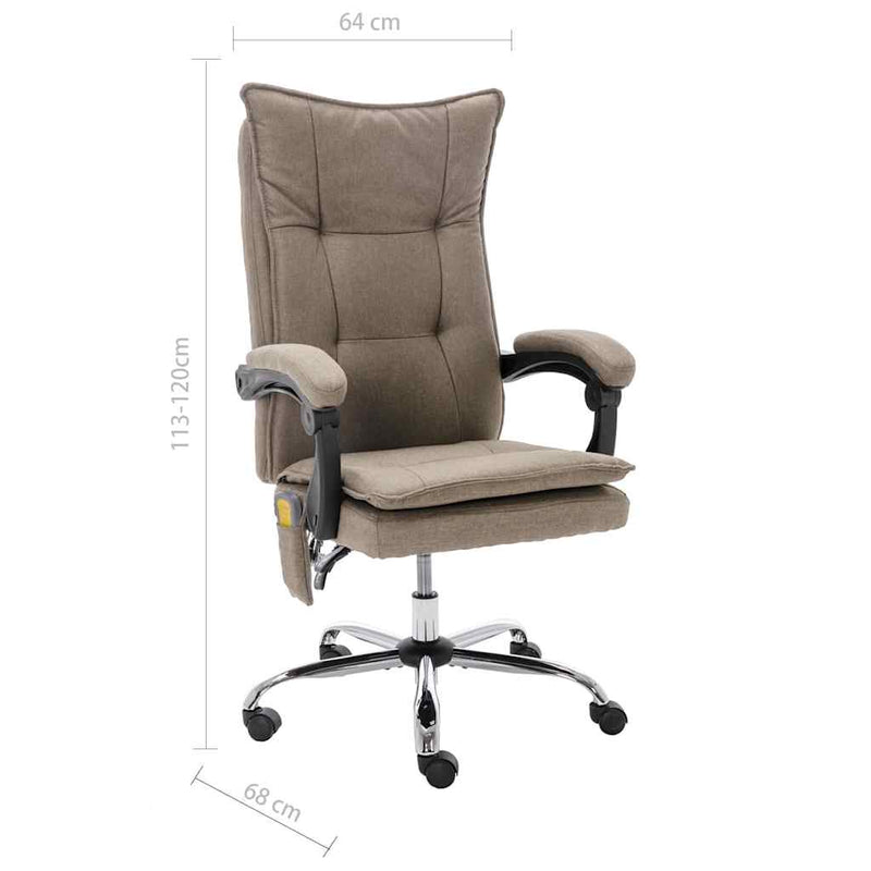 Scaun de birou cu masaj, gri taupe, material textil