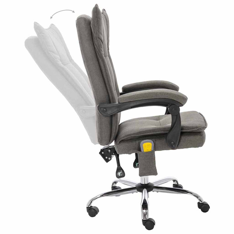 Scaun de birou cu masaj, gri, material textil