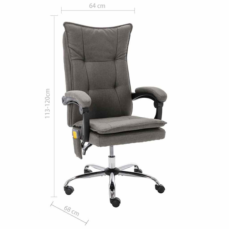 Scaun de birou cu masaj, gri, material textil