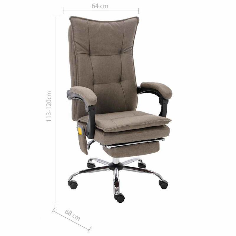 Scaun de birou cu masaj, gri taupe, material textil